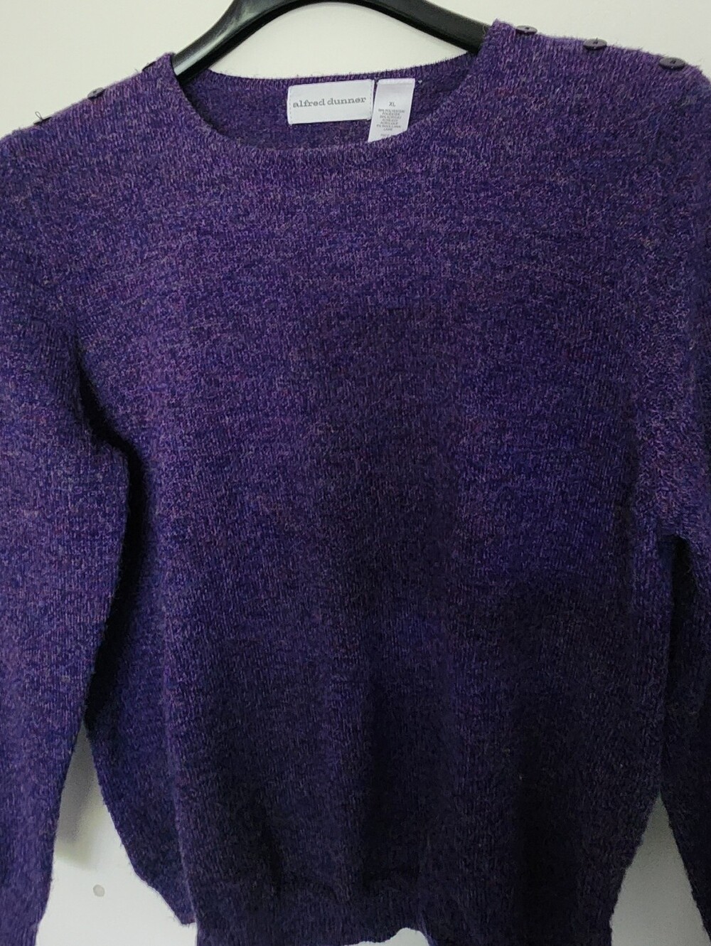 Alfred Dunner Deep Purple Crewneck Sweater with Shoulder Buttons